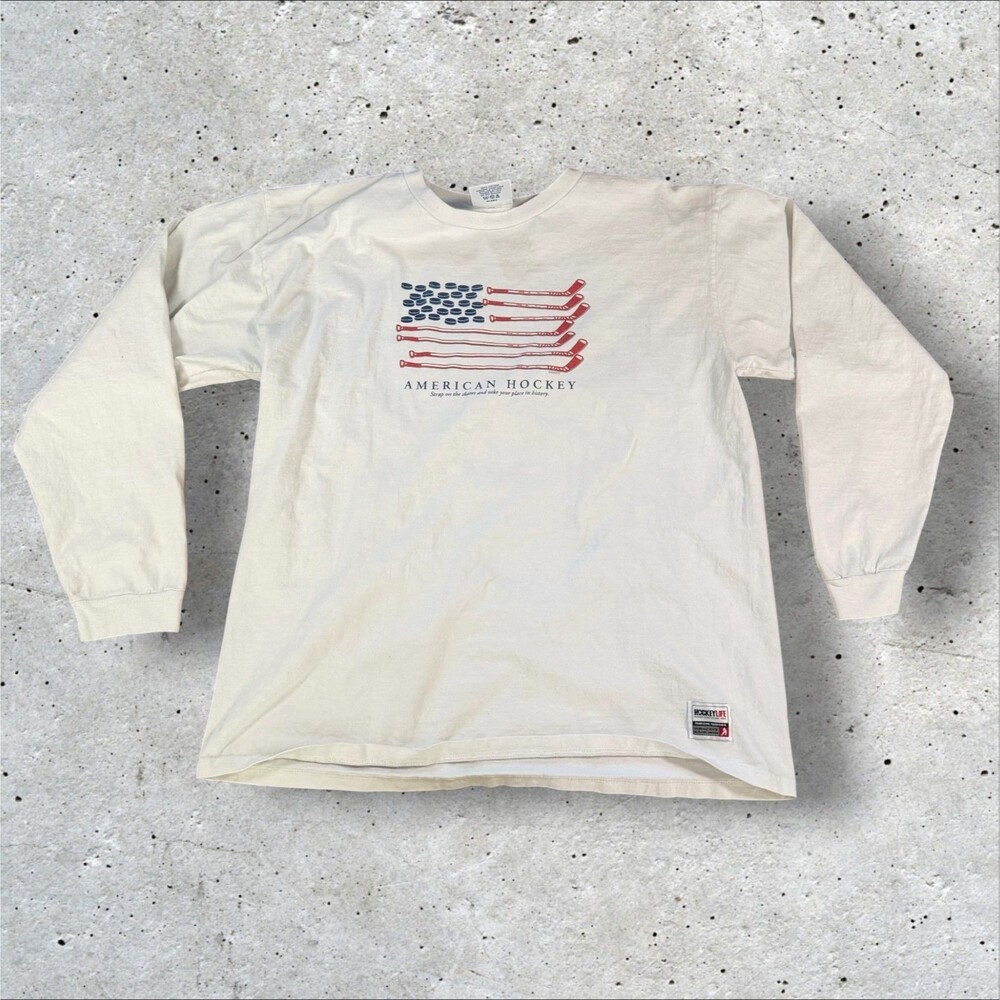 Vintage 90s The Aussie T Company American Hockey Shirt Long Sleeve Men's L USA